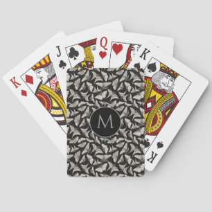 Monogramm Muster Schwarz Beige Motte Insekt Spielkarten