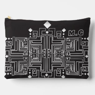 Monogramm Muster Schwarz-Weiß-Labyrinth Zubehörtasche