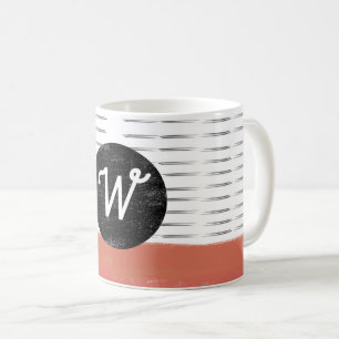 Monogramm Muster Schwarz-weiß orange modern Kaffeetasse