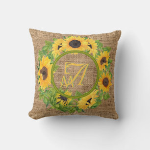 Monogramm-Muster Sonnenblumen Dekorativ Kissen