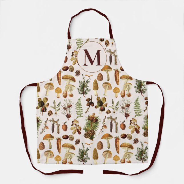 Monogramm Muster 'Vintage Pine Forest Treasures' Schürze (Vorderseite)