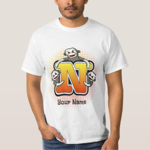 Monogramm N Sock Monkey T-Shirt