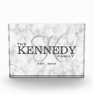 Monogramm-Nachname Typografie der Classy-Marble-Fa Fotoblock