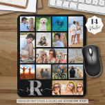 Monogramm Name 14 Bild Collage benutzerdefinierte  Mousepad<br><div class="desc">Erstellen Sie ein Foto Collage Mauspad mit 14 Bildern und personalisiert mit einem Monogramm und Namen in der Auswahl der Hintergrundfarben und Schriftart Stile und Farben. Das Beispiel schlägt einen schwarzen Hintergrund mit einem klassischen Monogramm in Silbergrau und einem modernen handgeschriebenen Skriptnamen in Weiß vor. ÄNDERUNGEN: Klicken Sie im Bereich...</div>