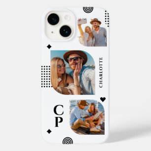 Monogramm Name 3 Foto-Collage trendy modern Case-Mate iPhone 14 Hülle