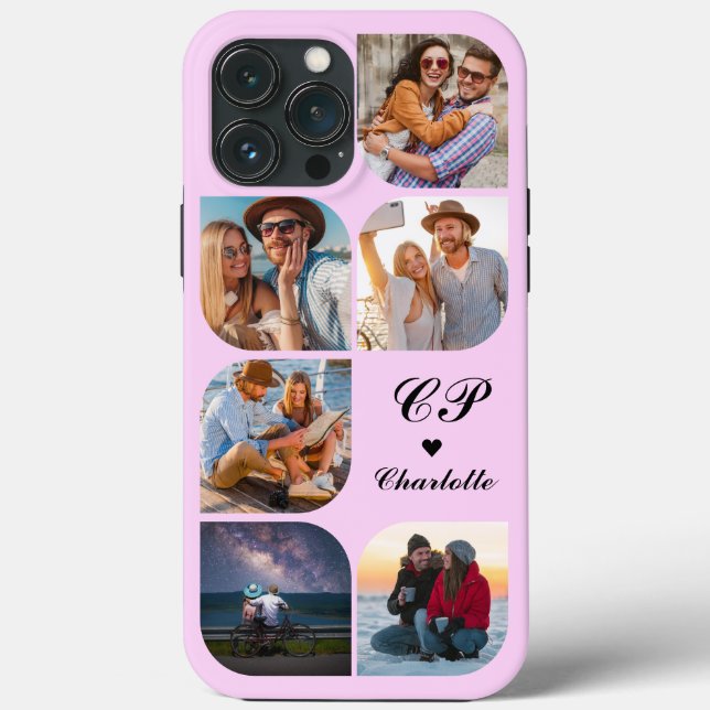 Monogramm Name 6 Foto Modern Trendiges Einfach Case-Mate iPhone Hülle (Rückseite)