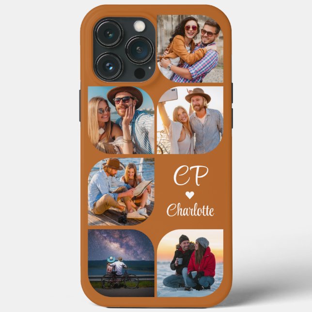 Monogramm Name 6 Foto Modern Trendiges Einfach Case-Mate iPhone Hülle (Rückseite)