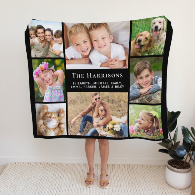 Monogramm Name 8 Fotoleiterschwarz Fleecedecke (Von Creator hochgeladen)