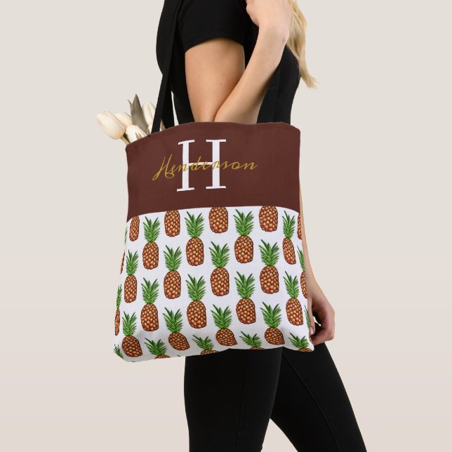 Monogramm Name Ananas Muster (Von Nahem)