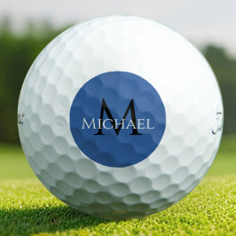 Monogramm-Name Anfangsbuchstabe Elegant Blau Golfball