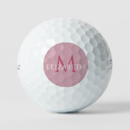 Monogramm-Name Anfangsbuchstabe Elegant Rosa Golfball
