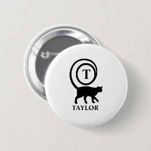 Monogramm-Name Anfangsbuchstabe Kitty-Katze Liebha Button