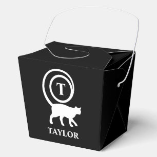 Monogramm-Name Anfangsbuchstabe Kitty-Katze-Schwar Geschenkschachtel