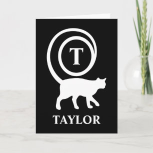 Monogramm-Name Anfangsbuchstabe Kitty-Katze Schwar Karte