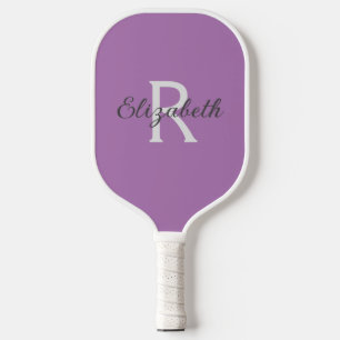 Monogramm Name Anfangsbuchstabe Lila Grau Weiß  Pickleball Schläger