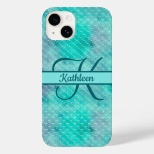 Monogramm Name Anfangsbuchstabe Meerjungfrau Blau  Case-Mate iPhone 14 Hülle