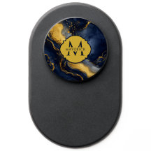 Monogramm-Name auf NavyGold-Abstraktmarmor FluidAr