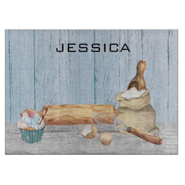 Monogramm Name Backbaker Geschenk Schneidebrett (Vorderseite)