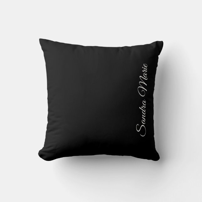 Monogramm Name Basic Schwarz Einfarbig Kissen (Vorderseite)