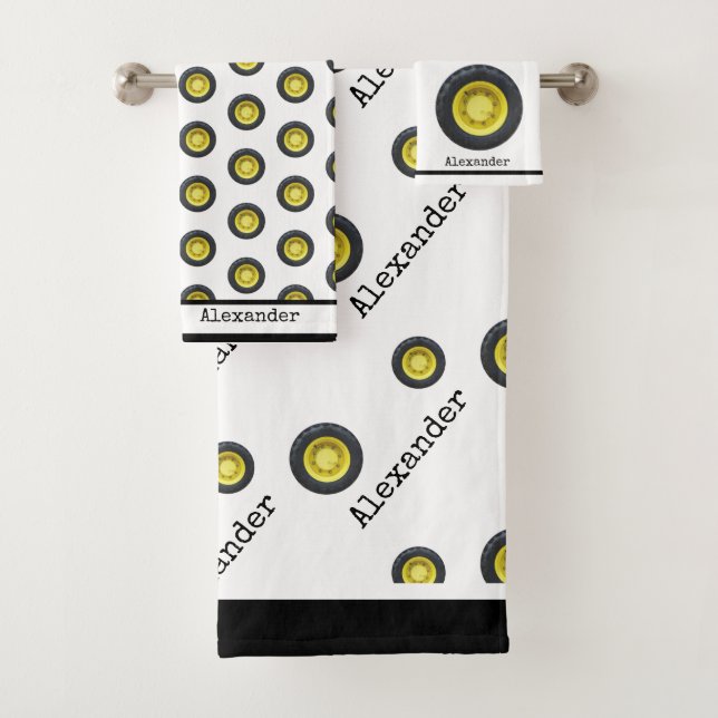 Monogramm Name Basketball Orange auf weißem Bath T Badhandtuch Set (Insitu)