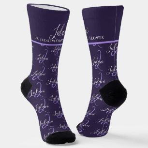 Monogramm-Name Bedeutung Leilani lila kundenspezif Socken