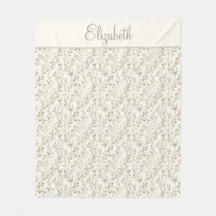 Monogramm Name Beige Grau Braun Botanisch Neutral Fleecedecke