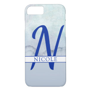 Monogramm Name Blau Farbe Case-Mate iPhone Hülle