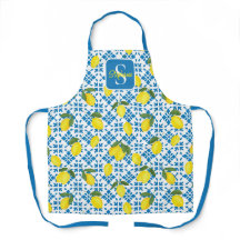 Monogramm-Name Blau Französisch Fliese Zitrone Mus