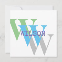 Monogramm Name blau grau GREEN stilvolle Einladung