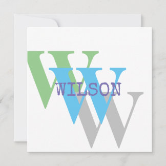 Monogramm Name blau grau GREEN stilvolle Einladung