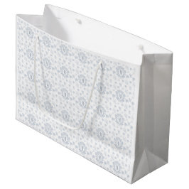 Monogramm Name Blau Weiße Chinoiserie Muster Große Geschenktüte