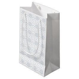 Monogramm Name Blau Weiße Chinoiserie-Muster Kleine Geschenktüte