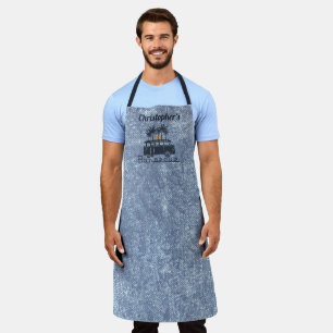 Monogramm Name Blauer Grill Schürze