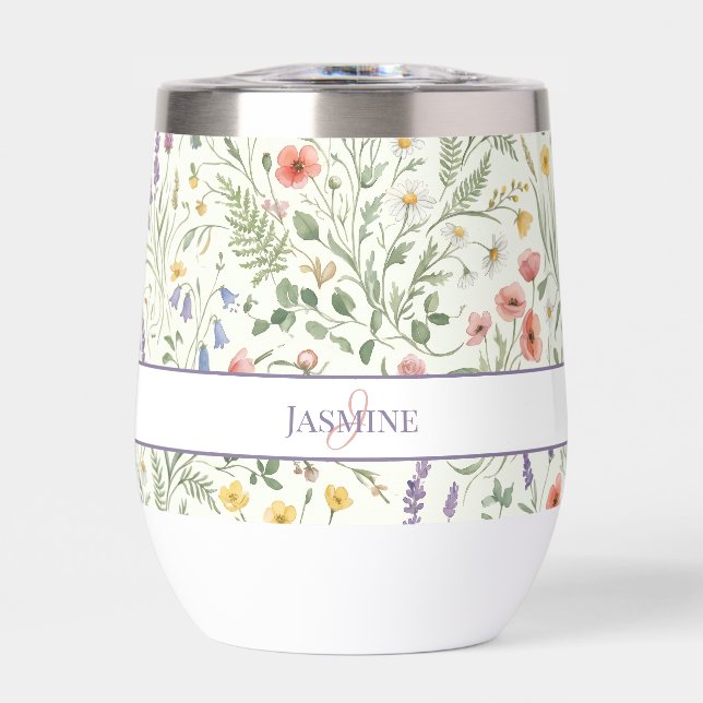 Monogramm Name Blumen Wildblume Boho Lavendel Chic (Vorderseite)