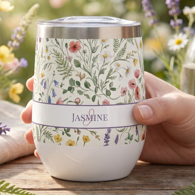 Monogramm Name Blumen Wildblume Boho Lavendel Chic (Von Creator hochgeladen)