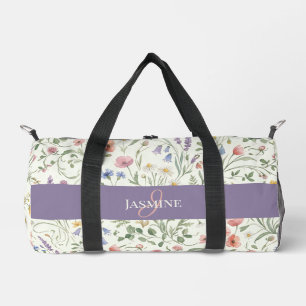 Monogramm-Name Blumen-Wildblumen-Muster Fitnessstu Duffle Bag
