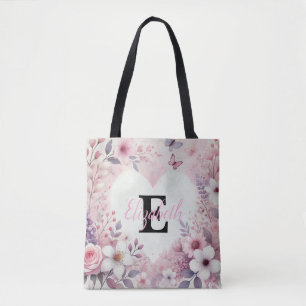 Monogramm-Name Blumenherzen romantische Wasserfarb