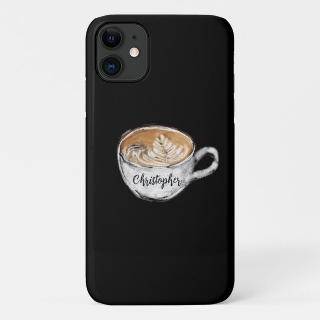 Monogramm Name Cappuccino Black Case-Mate iPhone Hülle (Rückseite)