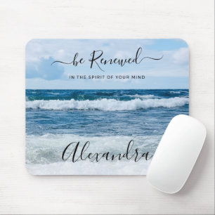 Monogramm Name christliches Zitat Strand Foto Mousepad