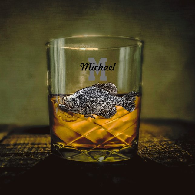 Monogramm Name Crappie Fischen Männer Sport Outdoo Whiskyglas (Crappie Fishing Monogram Whiskey Glass)
