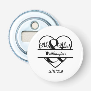 Monogramm Name Datum Herz Hochzeit  Flaschenöffner