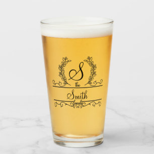 Monogramm Name der Familie personalisiert Glas