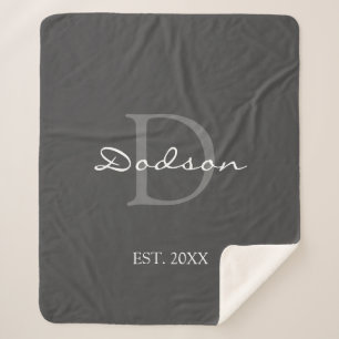 Monogramm Name der modernen grauen weißen Skriptfa Sherpadecke