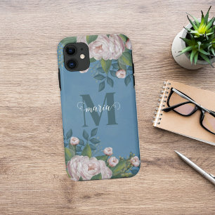 Monogramm Name der Vintag rosa eleganten Rose Case-Mate iPhone Hülle