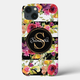 Monogramm Name des Girly Burgundy Floral Pattern S Case-Mate iPhone Hülle