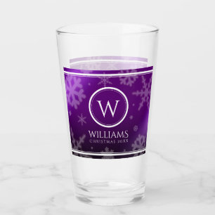 Monogramm Name des Lila Schneeflocken Glas