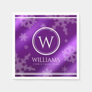 Monogramm Name des Lila Schneeflocken Serviette