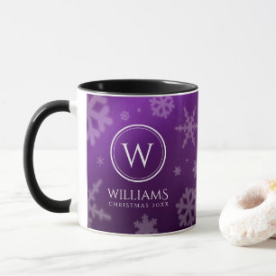 Monogramm Name des Lila Schneeflocken Tasse