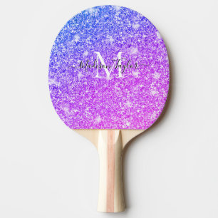 Monogramm Name des Lila und rosa Glitzer        Tischtennis Schläger