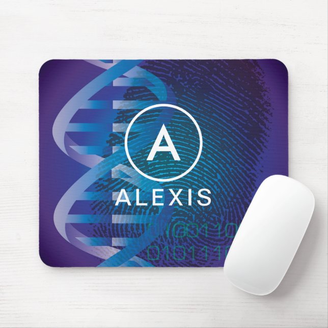 Monogramm Name DNA Fingerprint Medizin Wissenschaf Mousepad (Mit Mouse)